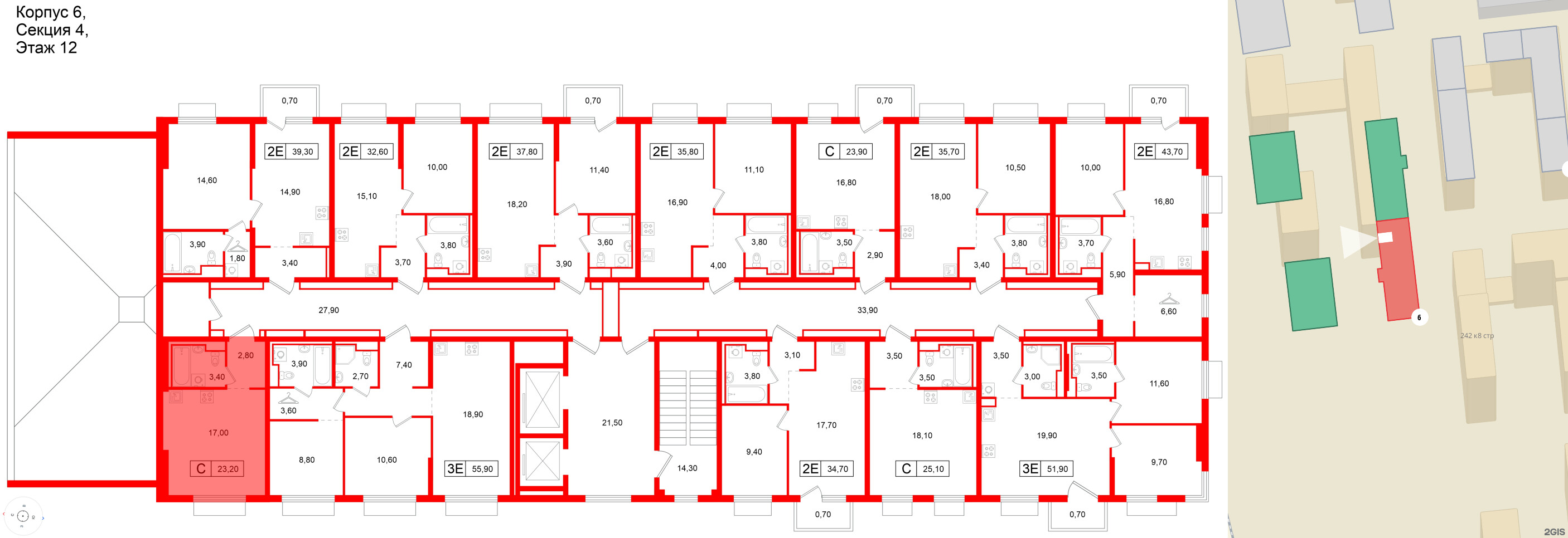 Квартира в ЖК Витебский парк, студия, 23.2 м², 12 этаж