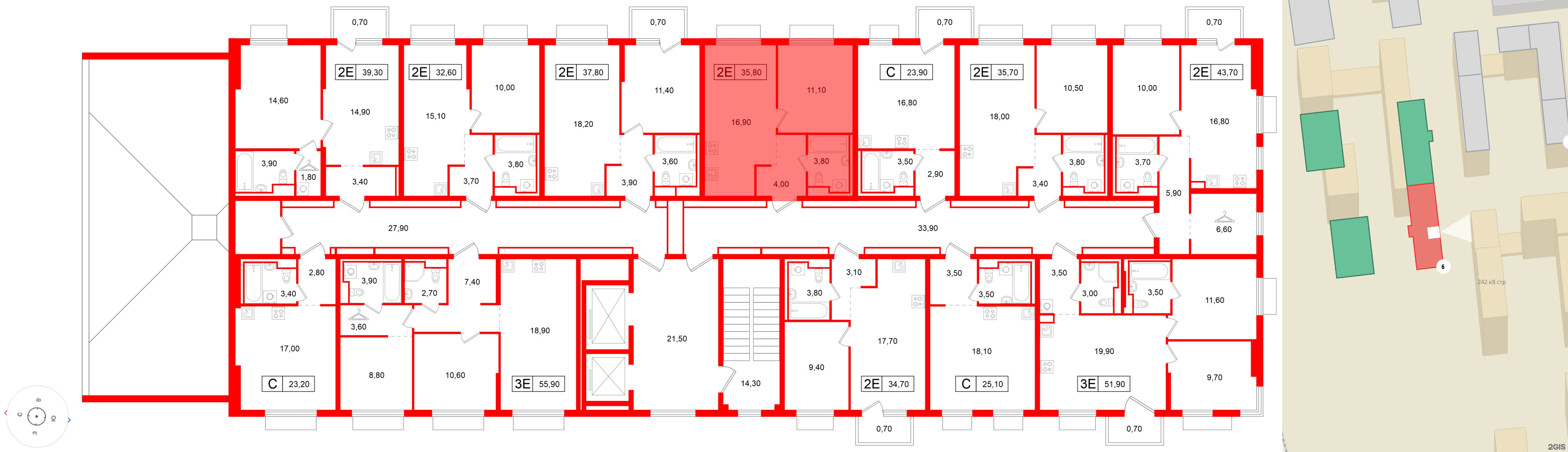 Квартира в ЖК Витебский парк, 1 комнатная, 35.8 м², 12 этаж
