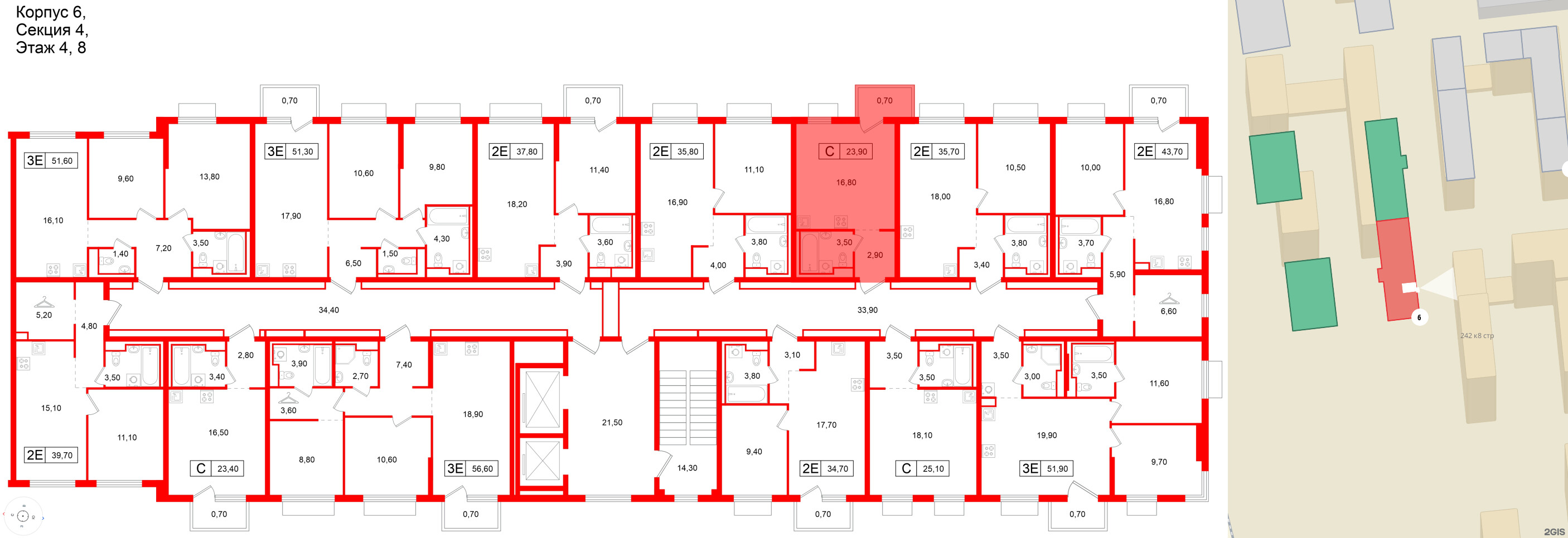 Квартира в ЖК Витебский парк, студия, 23.9 м², 8 этаж