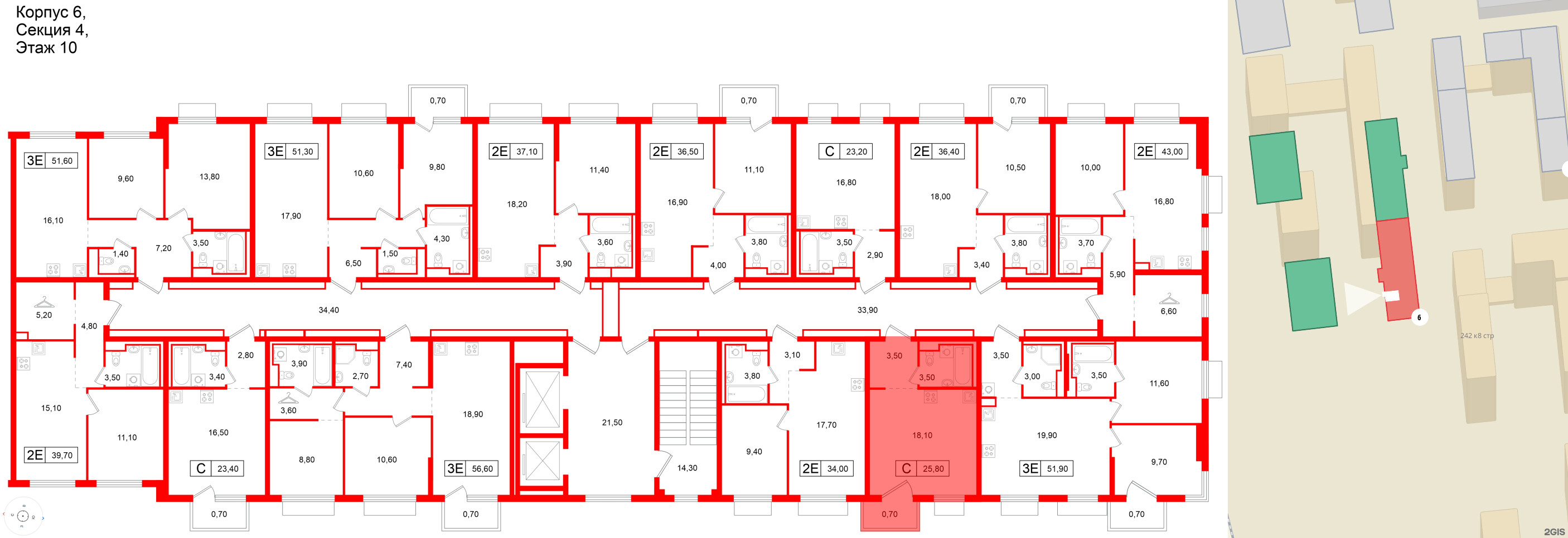 Квартира в ЖК Витебский парк, студия, 25.8 м², 10 этаж