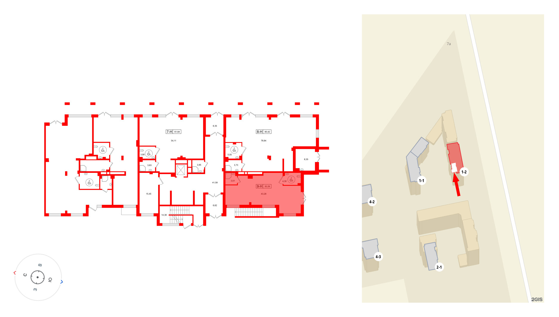 Помещение в ЖК Город спутник Южный., 50.59 м², 1 этаж