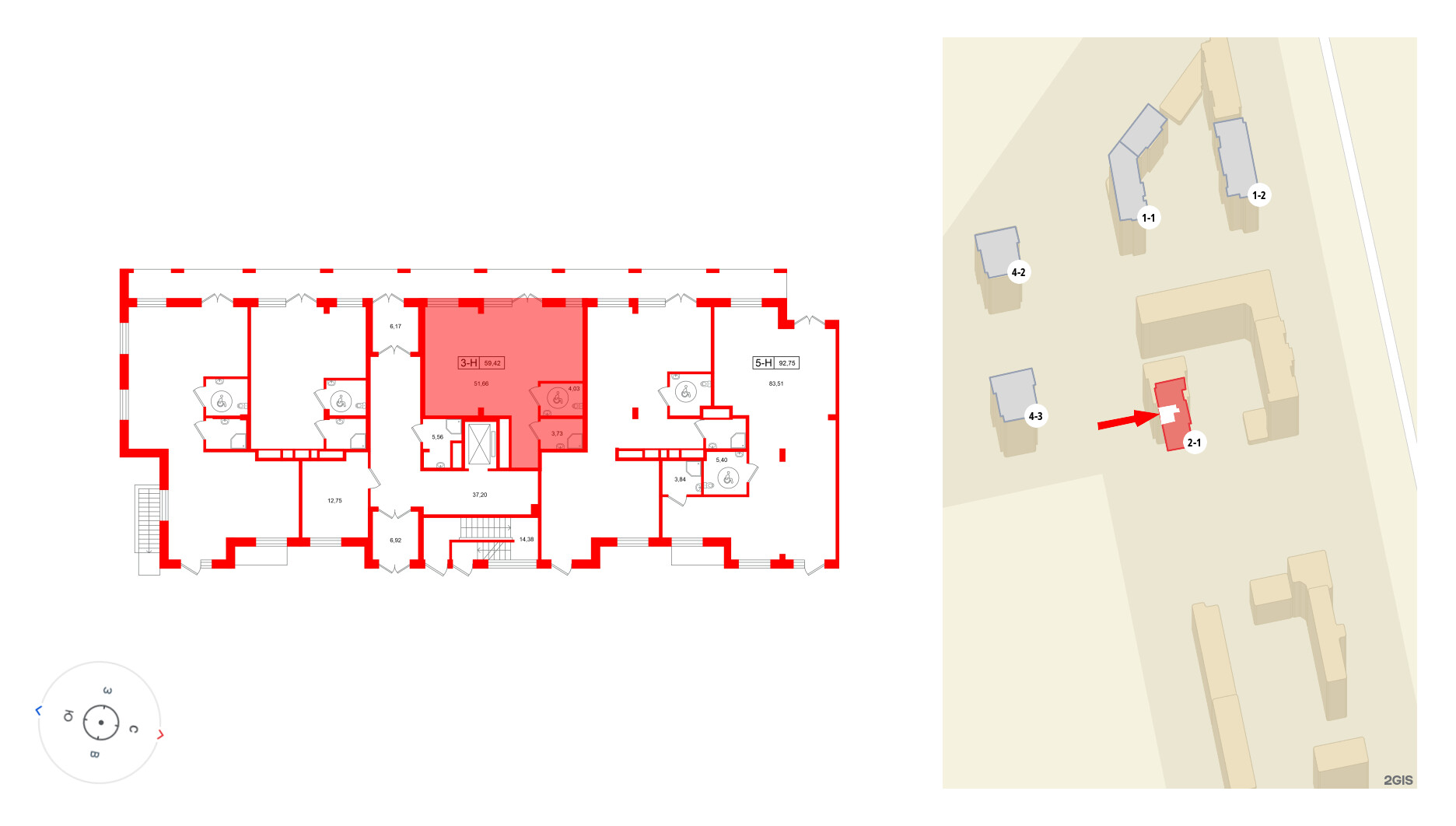 Помещение в ЖК Город спутник Южный., 59.42 м², 1 этаж