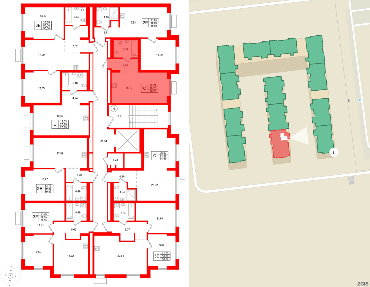 Квартира в ЖК Брусника в Новоселье, студия, 28.21 м², 2 этаж