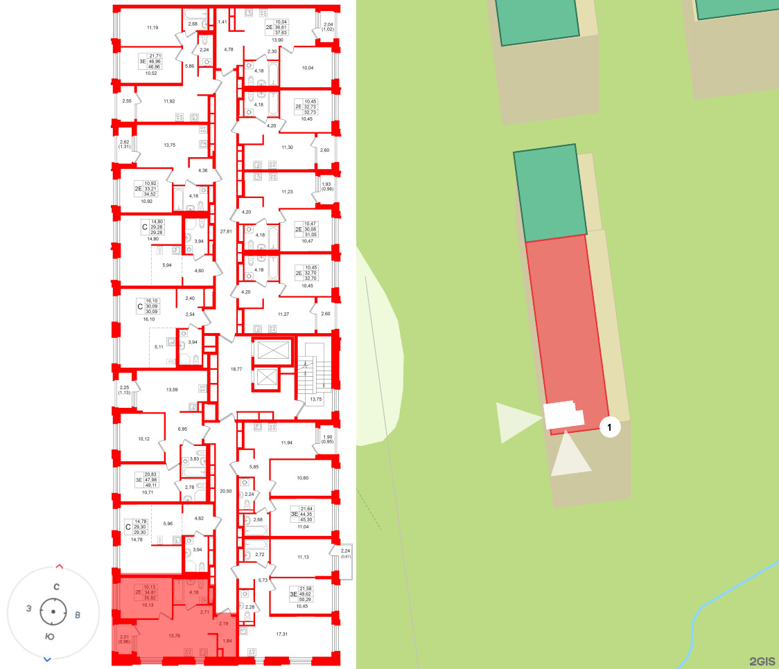 Квартира в ЖК «Кольский», 1 комнатная, 35.82 м², 11 этаж