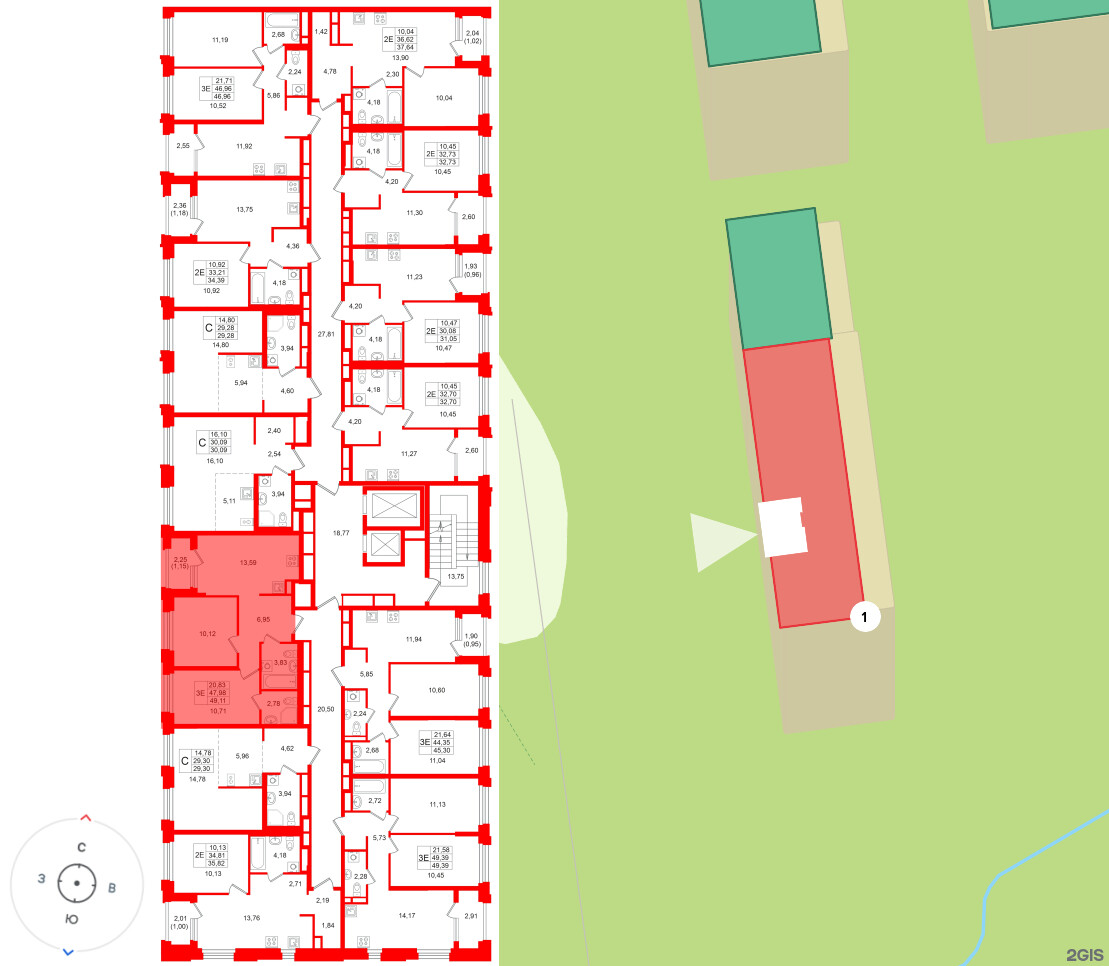 Квартира в ЖК «Кольский», 2 комнатная, 49.11 м², 3 этаж
