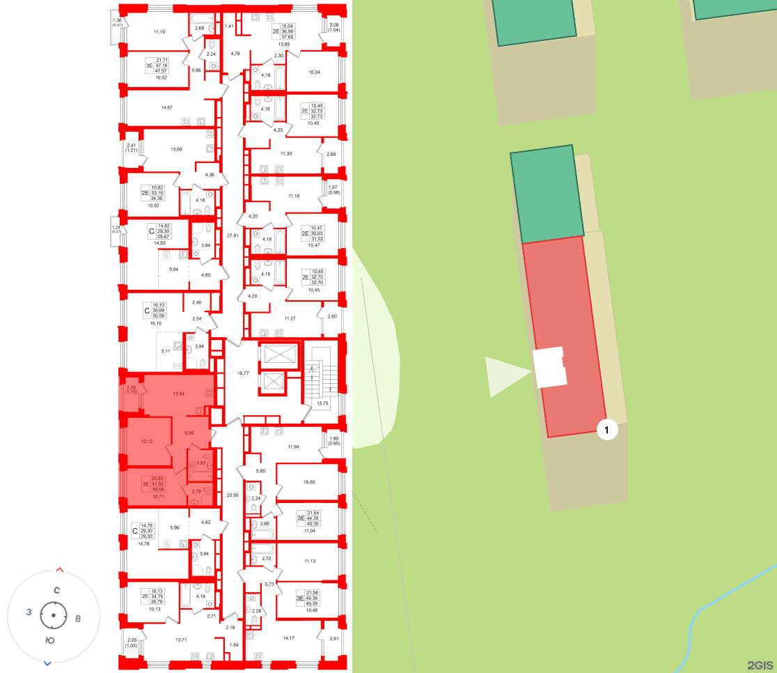 Квартира в ЖК «Кольский», 2 комнатная, 49.08 м², 15 этаж