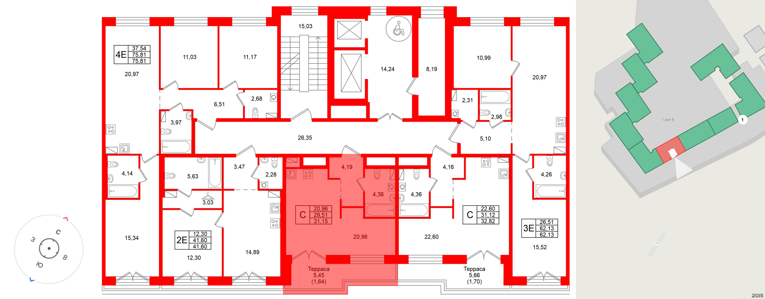 Квартира в ЖК Остров Первых, студия, 31.15 м², 10 этаж
