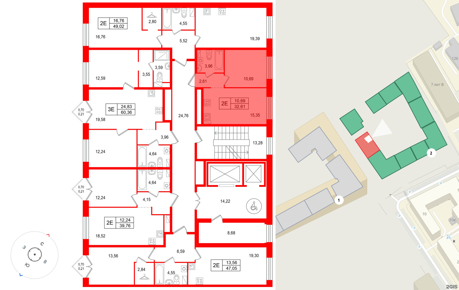 Квартира в ЖК «Остров Первых», 1 комнатная, 32.61 м², 4 этаж