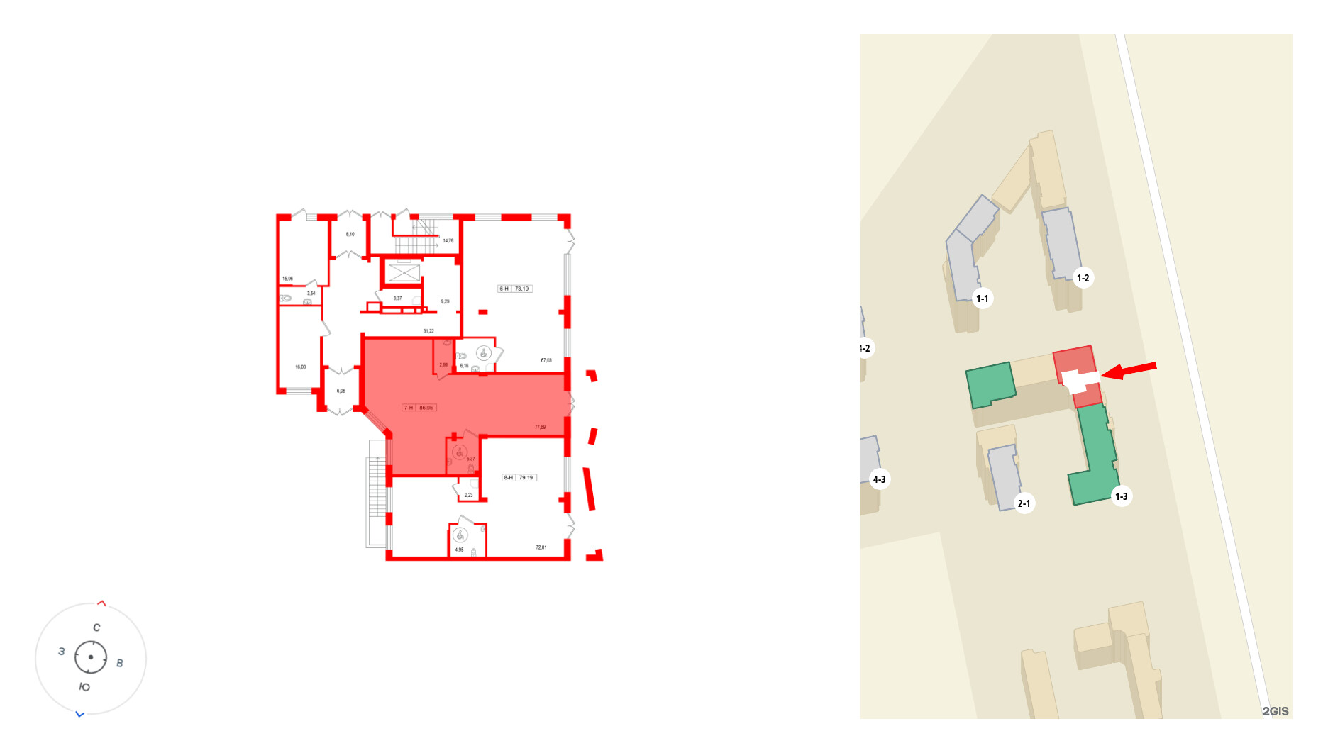 Помещение в ЖК Город спутник Южный., 86.05 м², 1 этаж