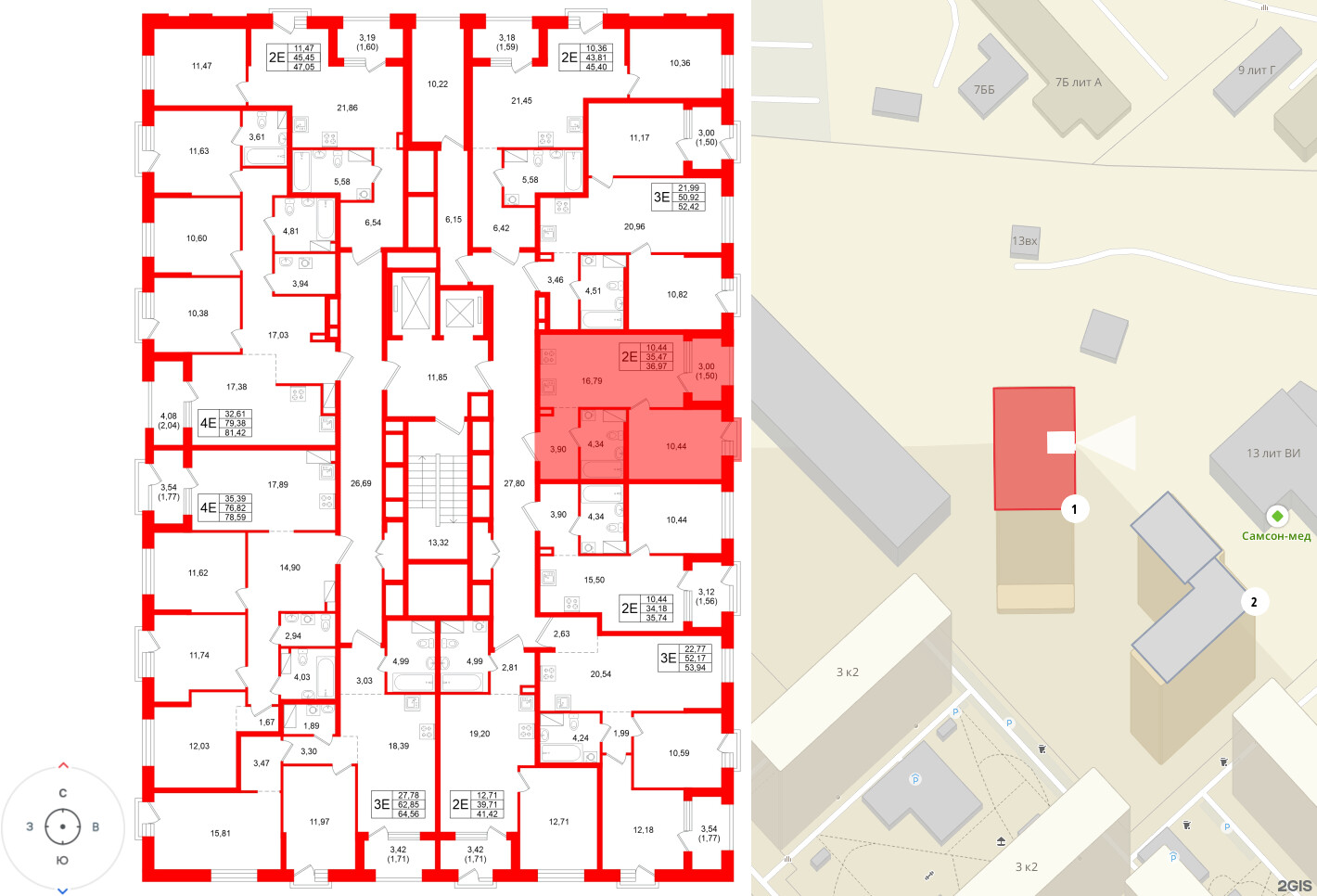 Квартира в ЖК «Оро от Аквилон», 1 комнатная, 36.97 м², 3 этаж