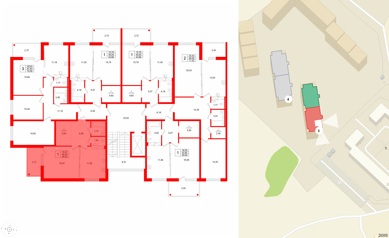Квартира в ЖК Финский Квартал, 1 комнатная, 48.92 м², 3 этаж