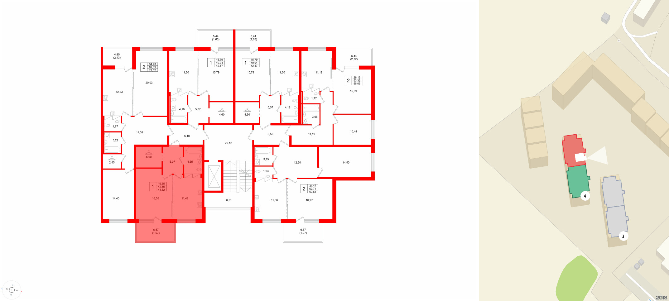 Квартира в ЖК Финский Квартал, 1 комнатная, 44.62 м², 5 этаж