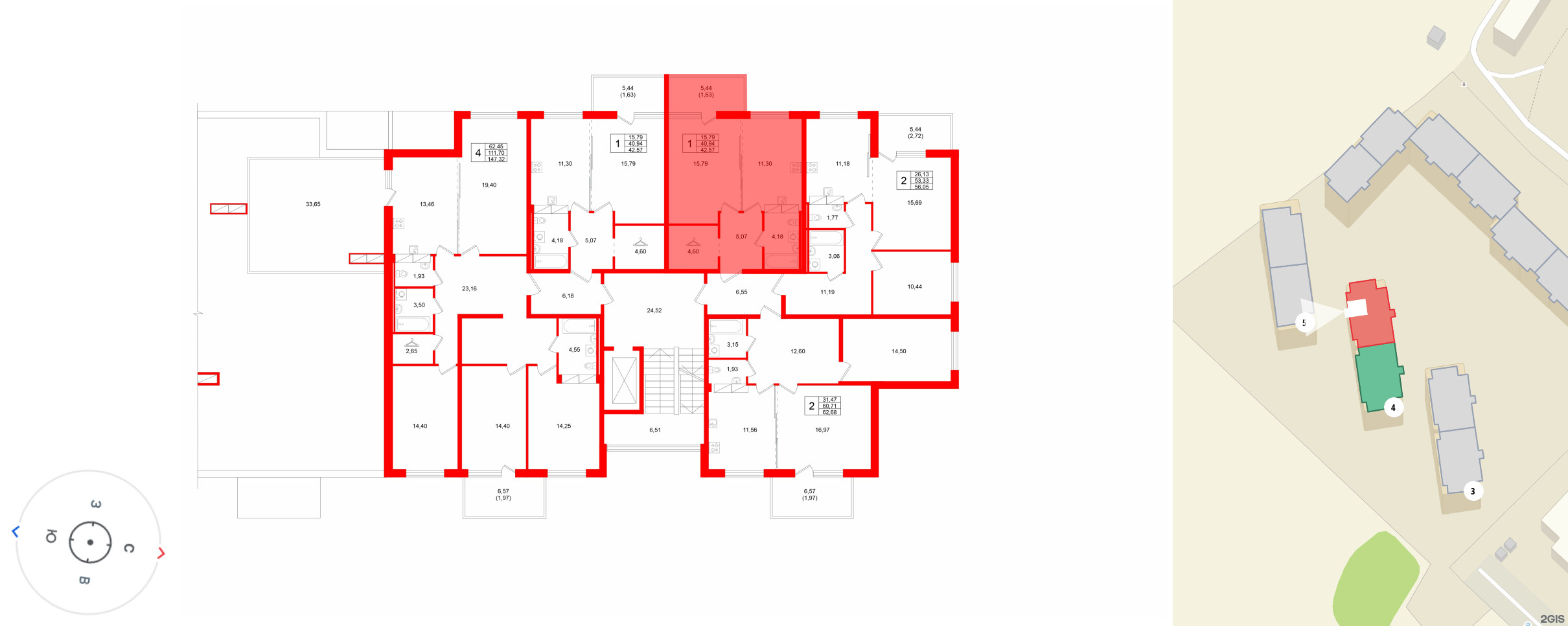 Квартира в ЖК «Финский Квартал», 1 комнатная, 42.57 м², 8 этаж