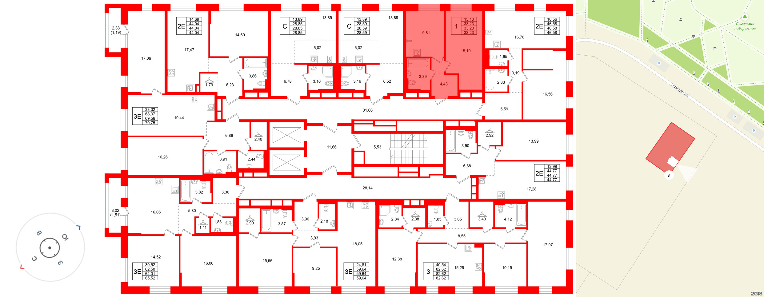 Квартира в ЖК Кольские огни, 1 комнатная, 33.23 м², 12 этаж