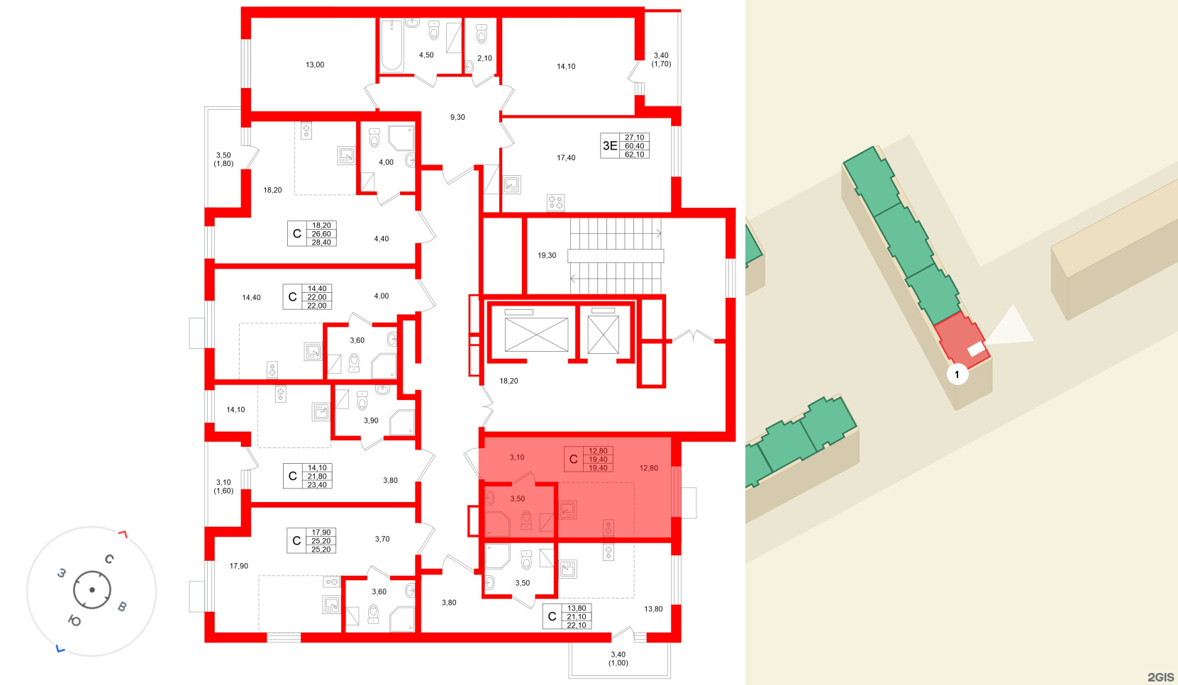 Квартира в ЖК Клюква.Парк, студия, 19.4 м², 11 этаж