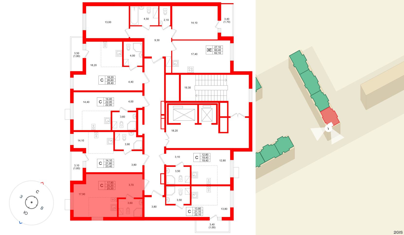 Квартира в ЖК Клюква.Парк, студия, 25.2 м², 8 этаж