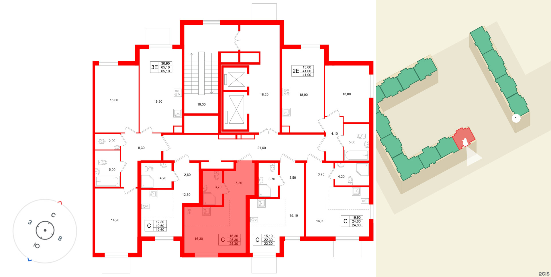 Квартира в ЖК Клюква.Парк, студия, 25.3 м², 2 этаж