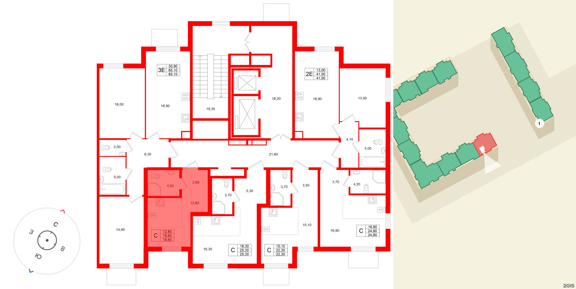 Квартира в ЖК Клюква.Парк, студия, 19.6 м², 2 этаж