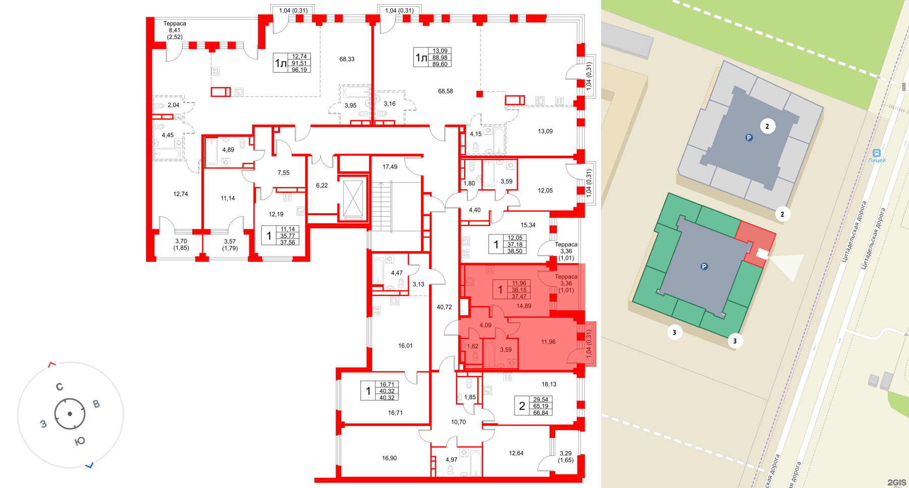 Квартира в ЖК Кронфорт, 1 комнатная, 37.47 м², 4 этаж