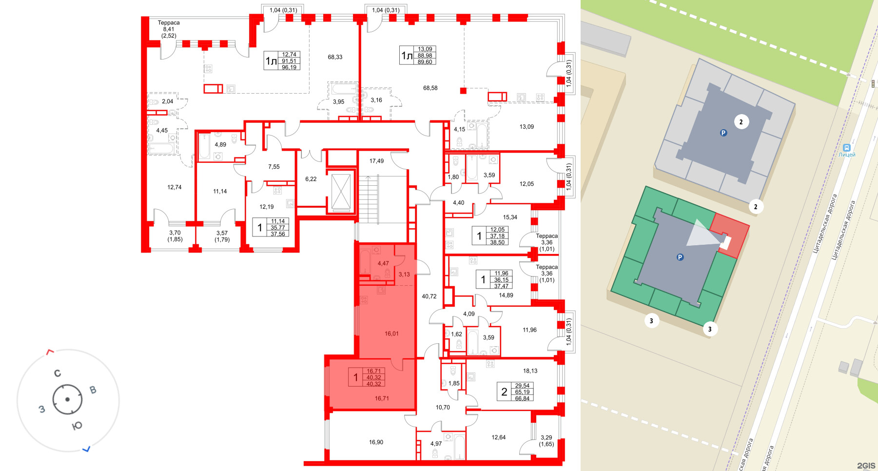 Квартира в ЖК Кронфорт, 1 комнатная, 40.32 м², 4 этаж