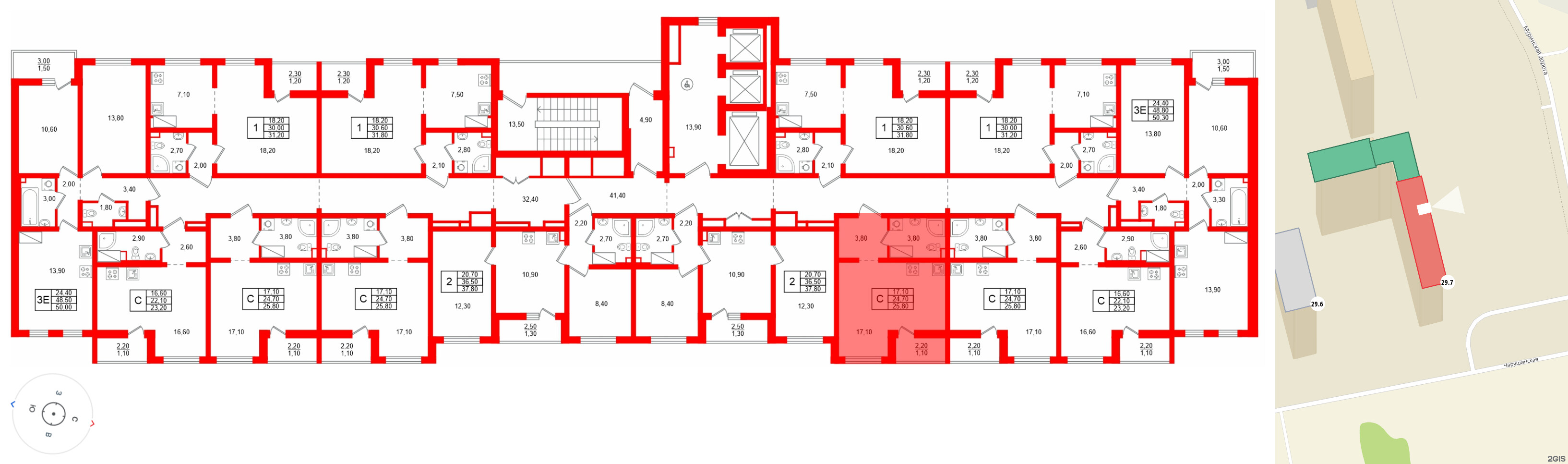 Квартира в ЖК 'Цветной город', студия, 25.8 м², 7 этаж