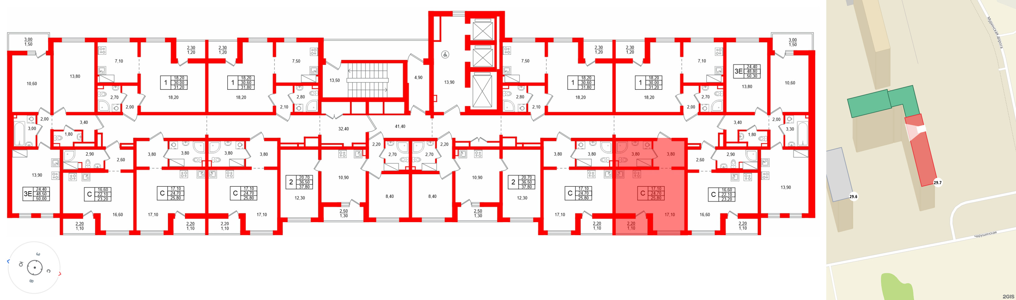 Квартира в ЖК 'Цветной город', студия, 25.8 м², 8 этаж
