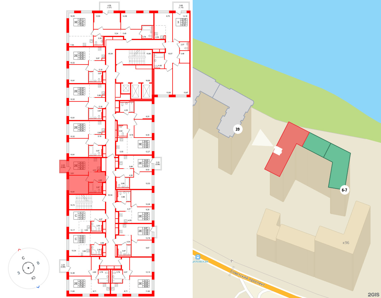 Квартира в ЖК «Живи в Рыбацком», 1 комнатная, 34.76 м², 6 этаж