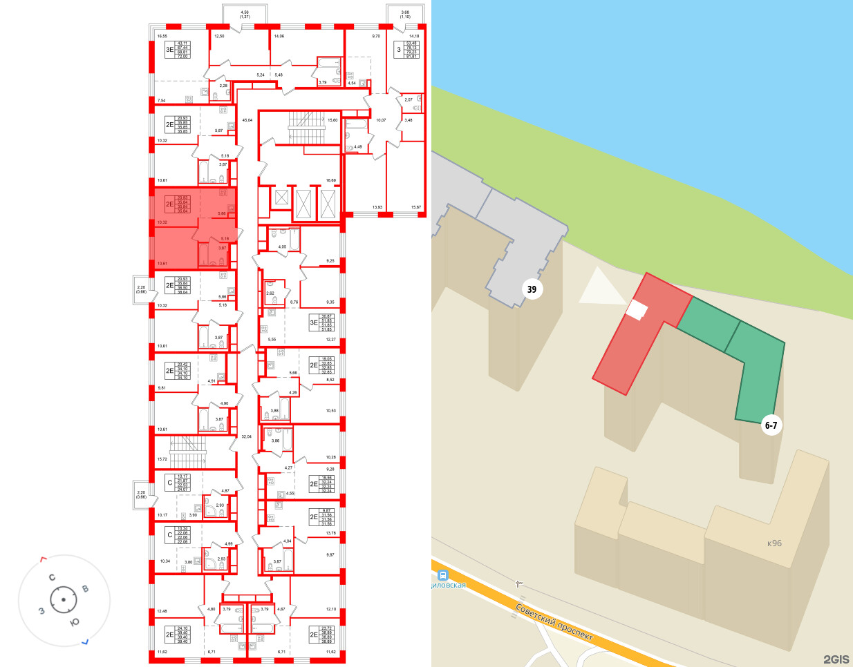 Квартира в ЖК «Живи в Рыбацком», 1 комнатная, 35.84 м², 4 этаж