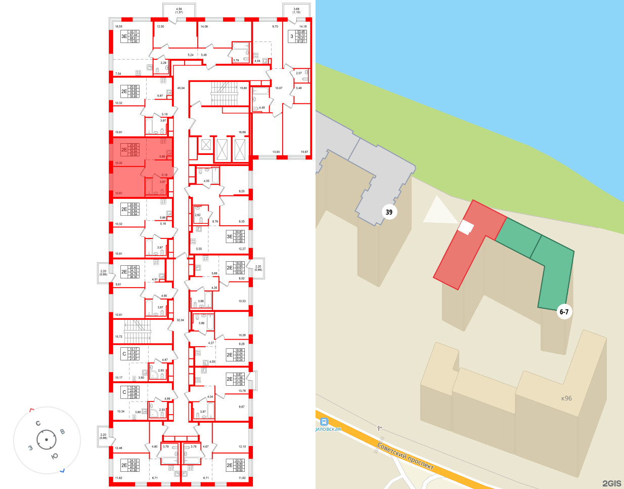 Квартира в ЖК «Живи в Рыбацком», 1 комнатная, 35.84 м², 6 этаж