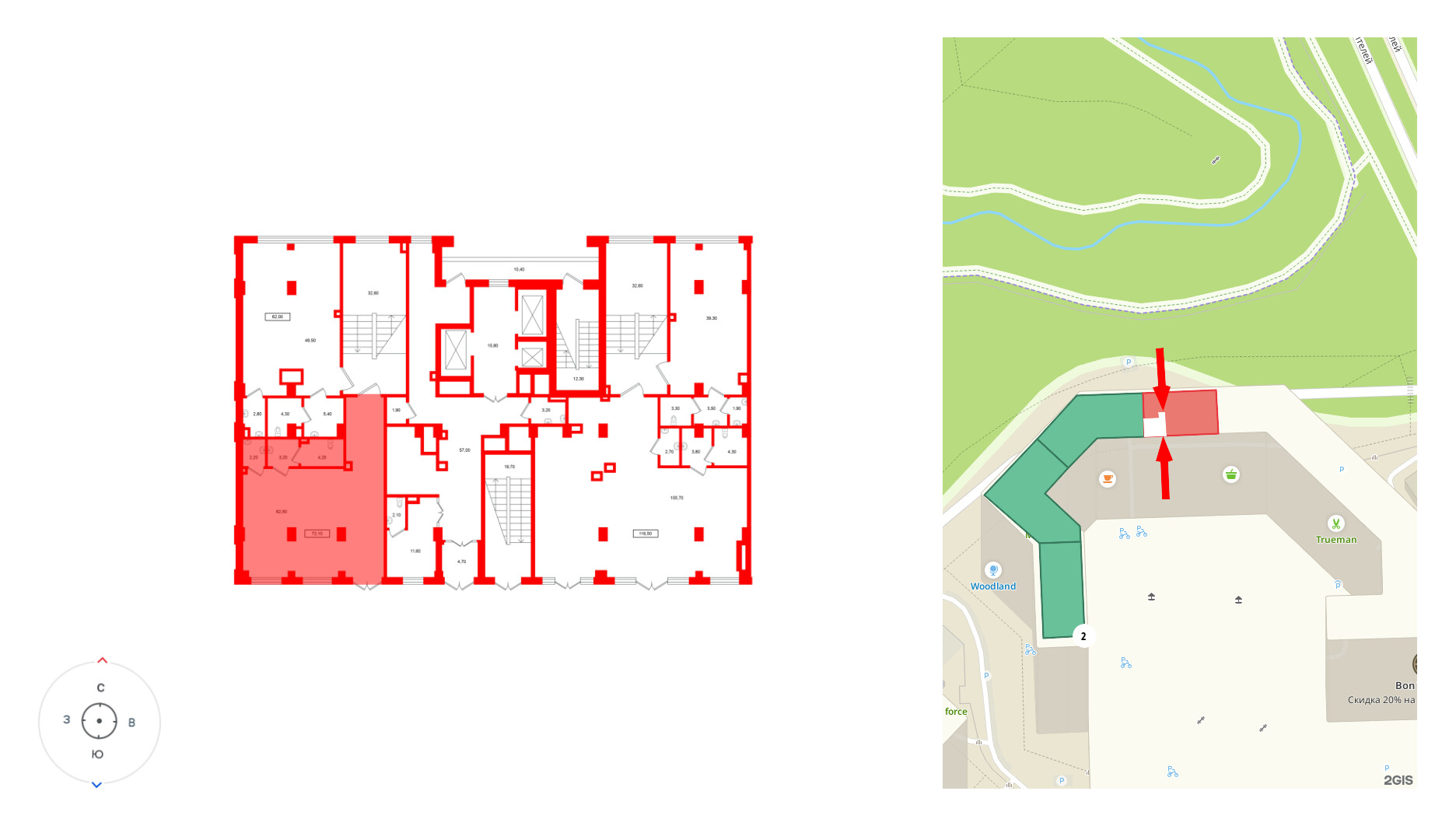 Помещение в ЖК Европейский парк, 72.1 м², 2 этаж