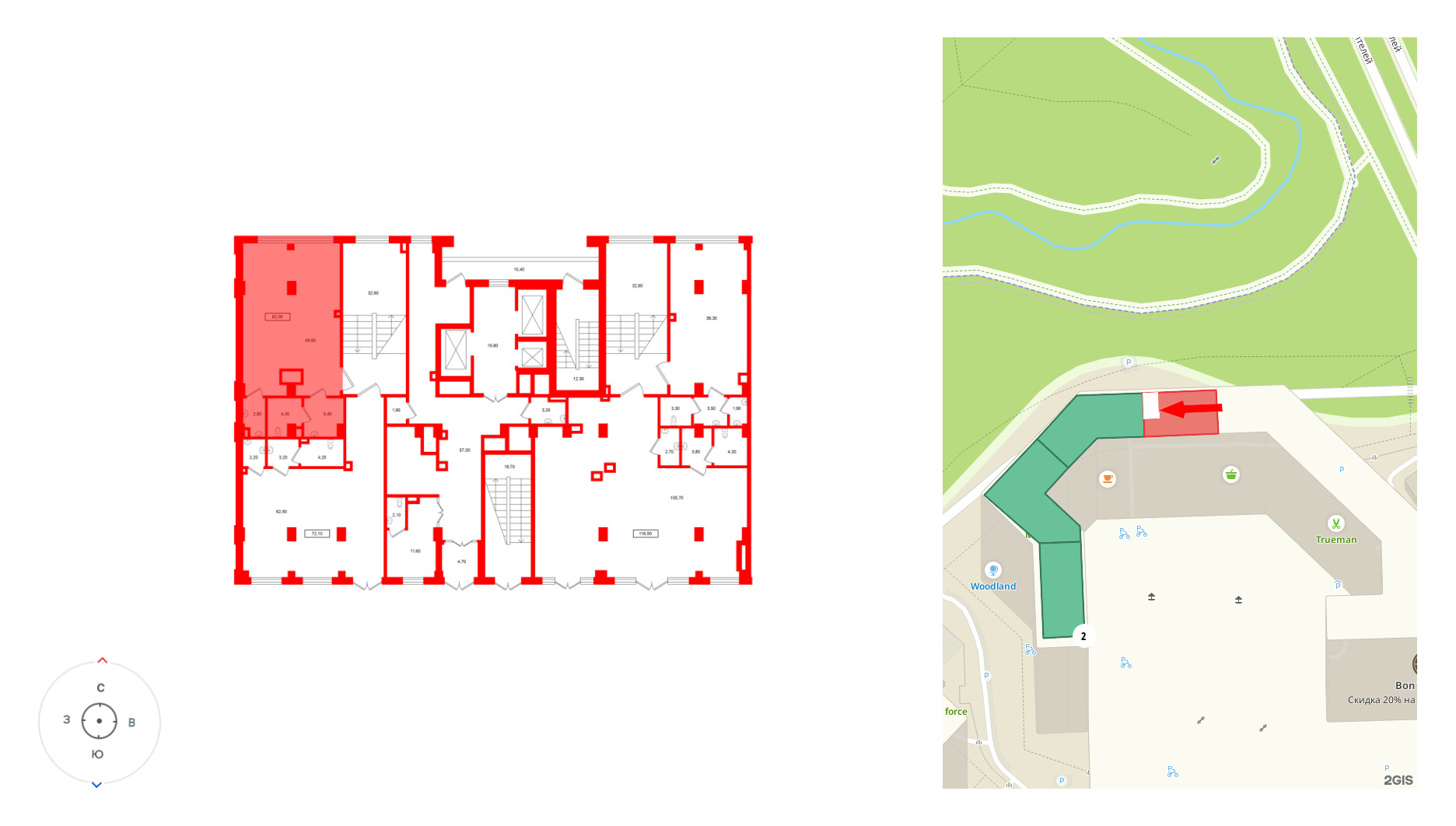 Помещение в ЖК Европейский парк, 62 м², 2 этаж
