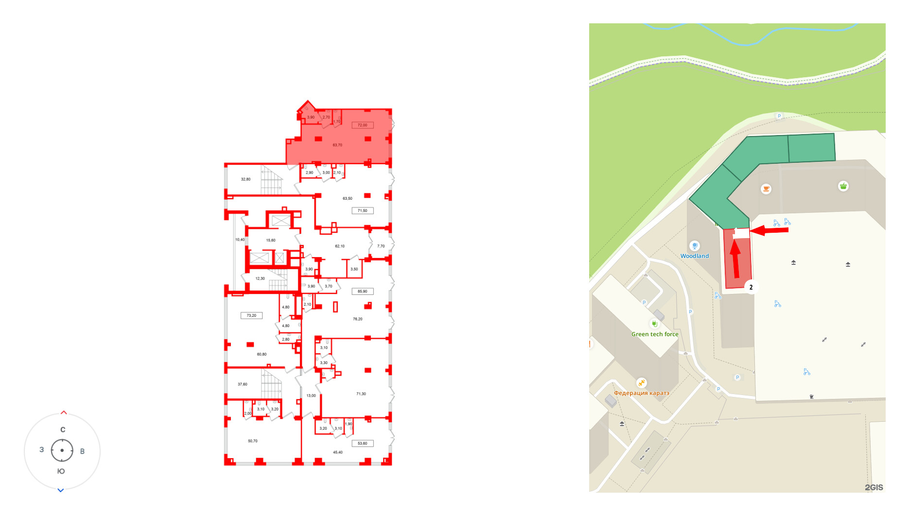 Помещение в ЖК Европейский парк, 72 м², 2 этаж