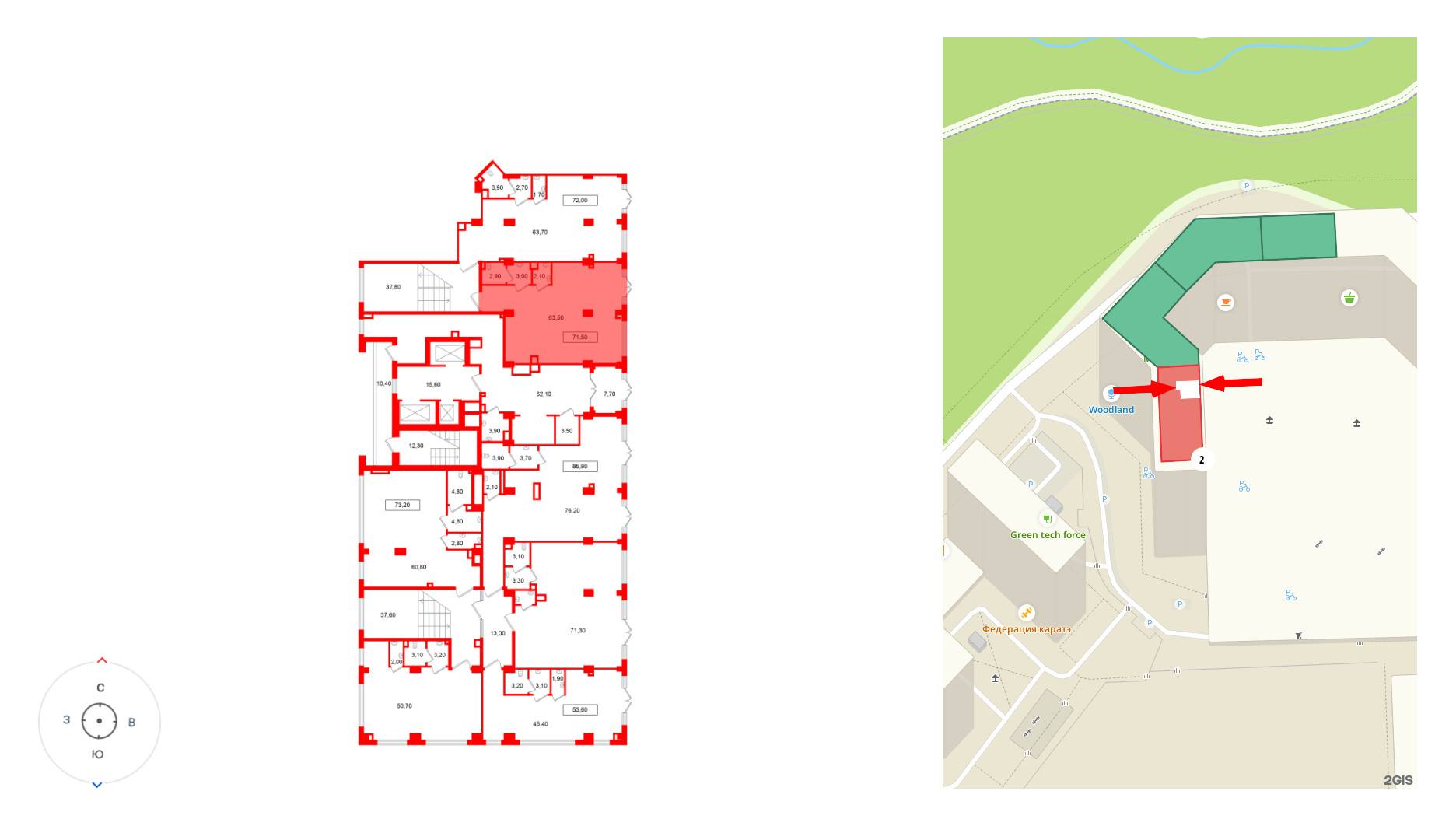 Помещение в ЖК Европейский парк, 71.5 м², 2 этаж