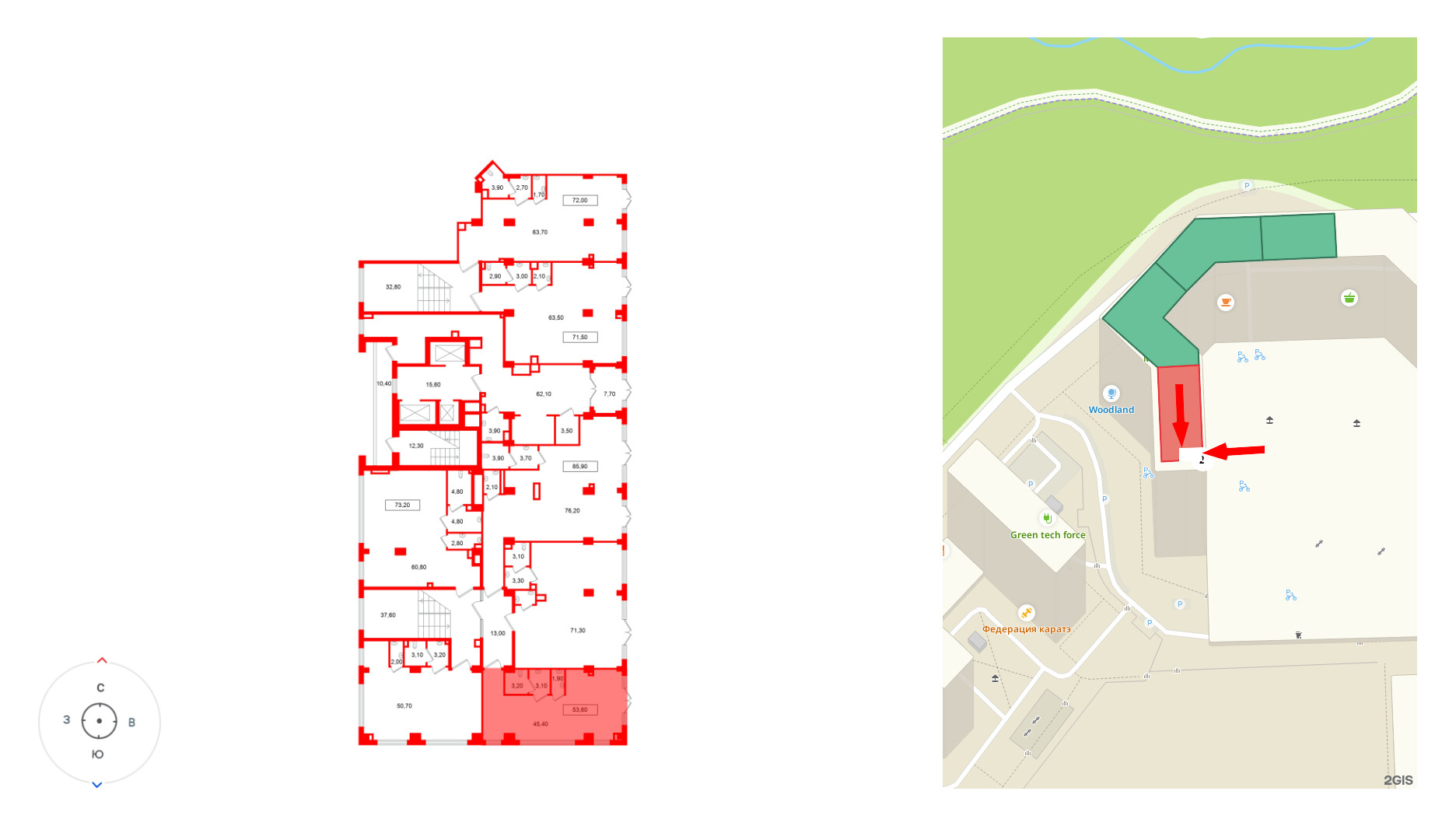 Помещение в ЖК Европейский парк, 53.6 м², 2 этаж