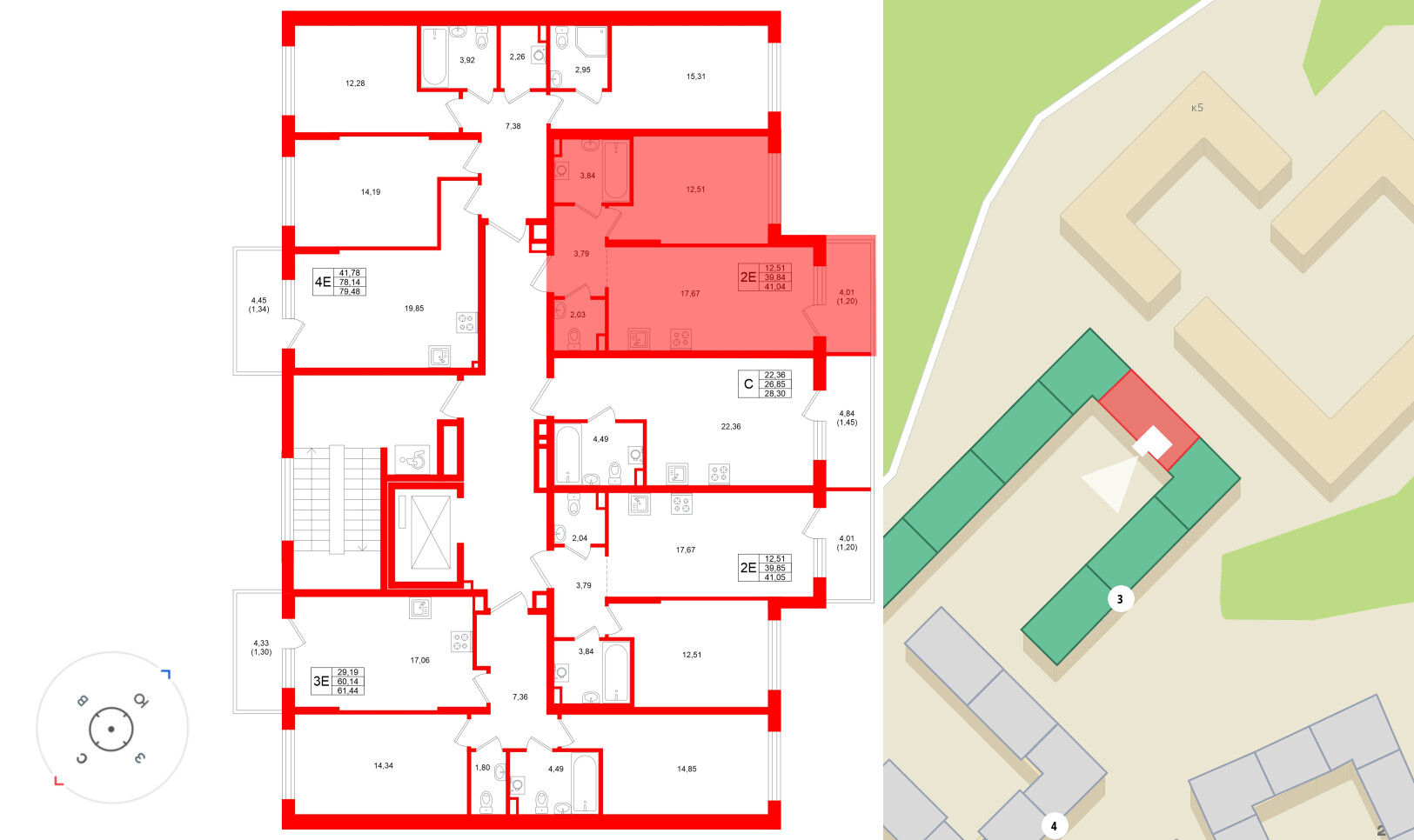 Квартира в ЖК «Охтинские высоты», 1 комнатная, 41.04 м², 2 этаж
