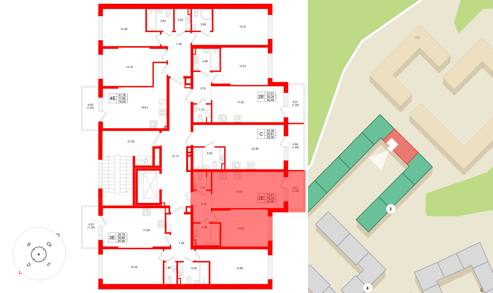 Квартира в ЖК «Охтинские высоты», 1 комнатная, 40.49 м², 4 этаж