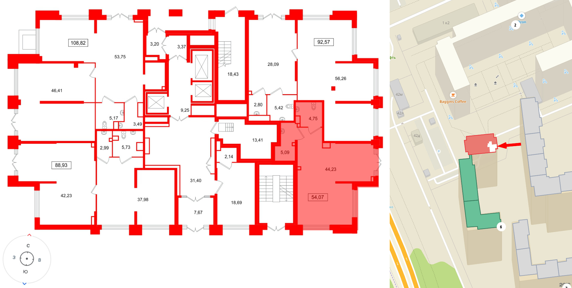 Помещение в ЖК Цивилизация на Неве, 54.07 м², 1 этаж