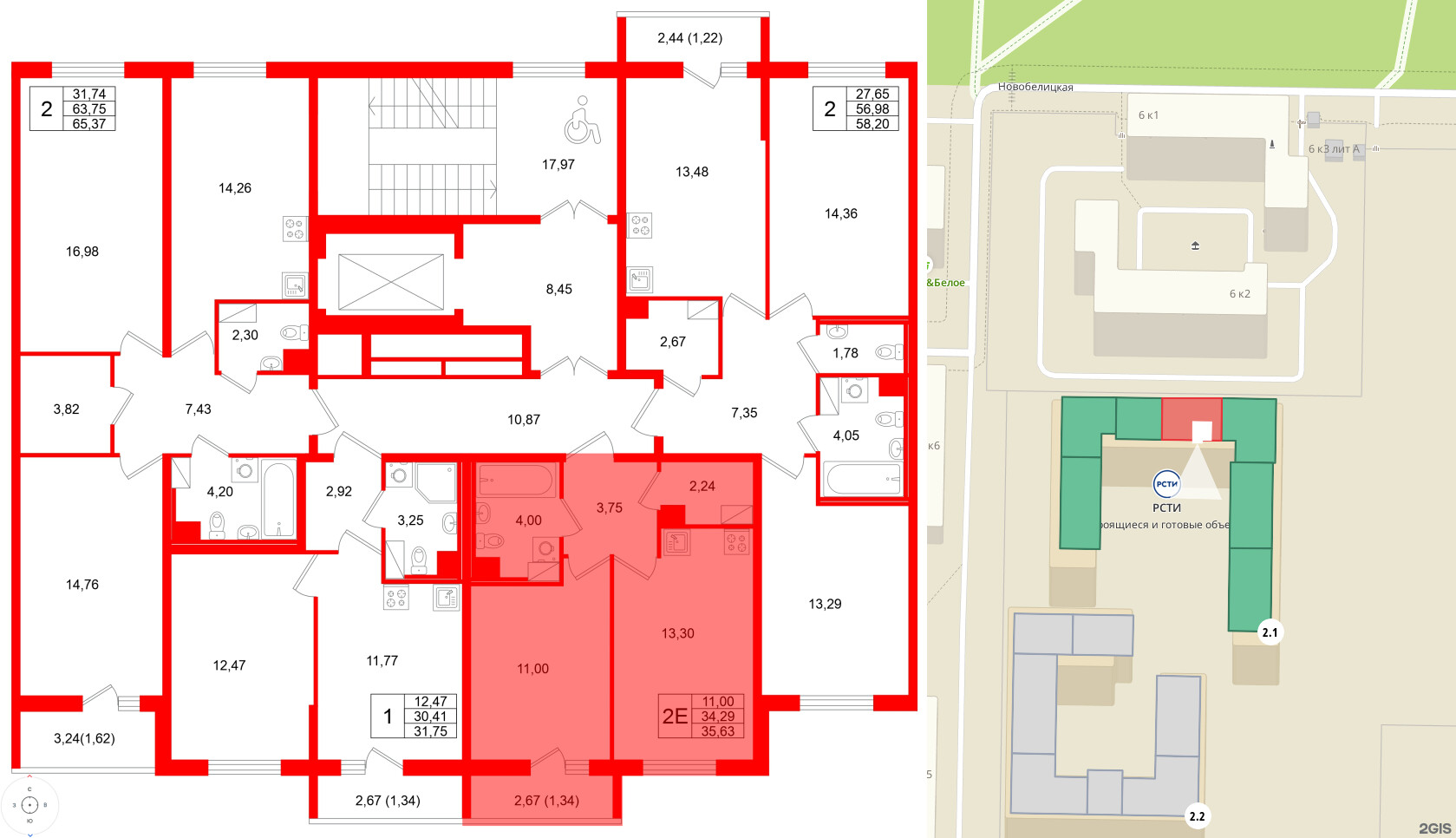 Квартира в ЖК Кинопарк, 1 комнатная, 35.63 м², 9 этаж