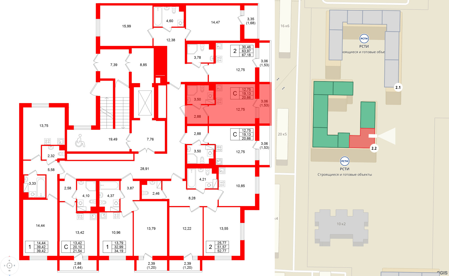 Квартира в ЖК Кинопарк, студия, 20.66 м², 2 этаж