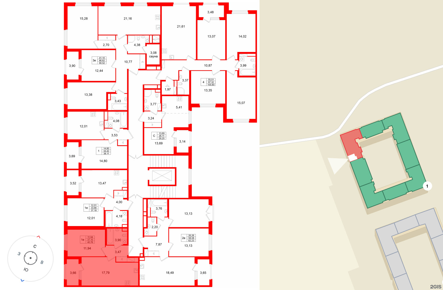 Квартира в ЖК Дубровский, 1 комнатная, 40.76 м², 4 этаж