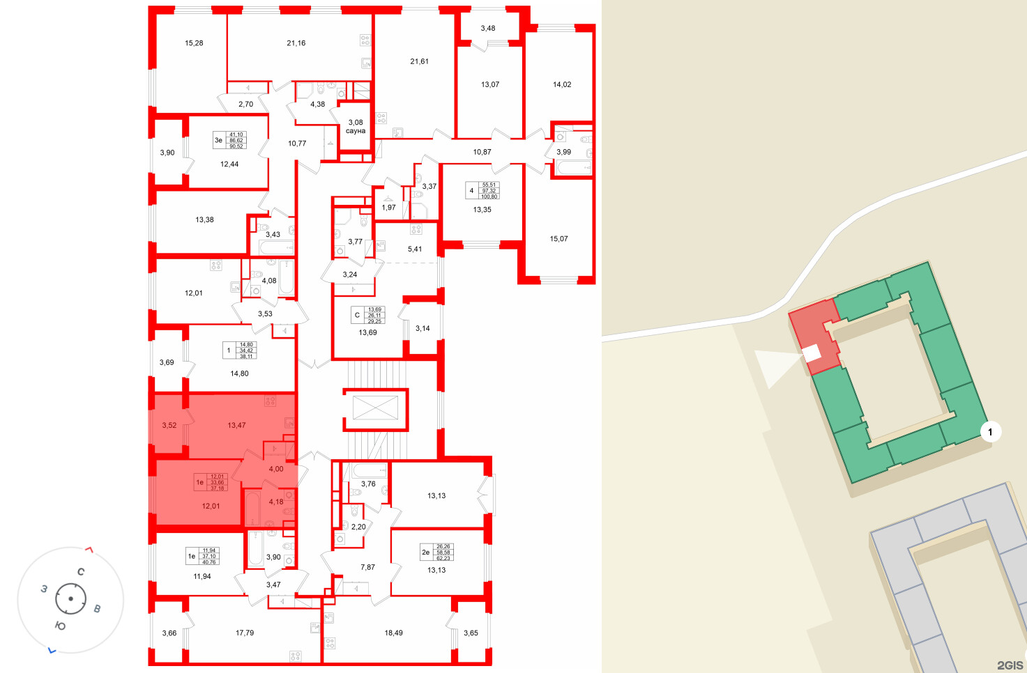 Квартира в ЖК Дубровский, 1 комнатная, 37.18 м², 2 этаж