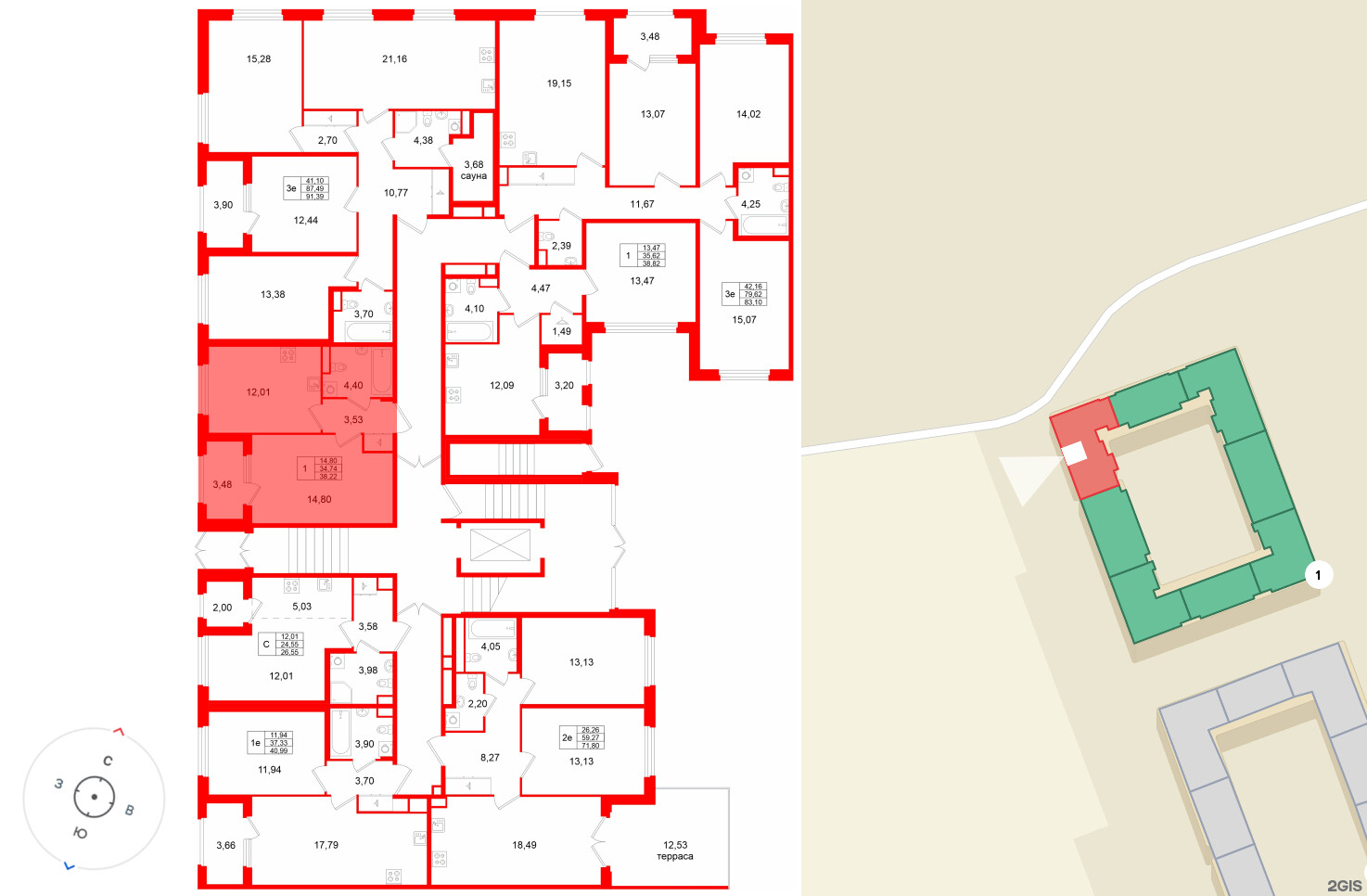 Квартира в ЖК Дубровский, 1 комнатная, 38.22 м², 1 этаж