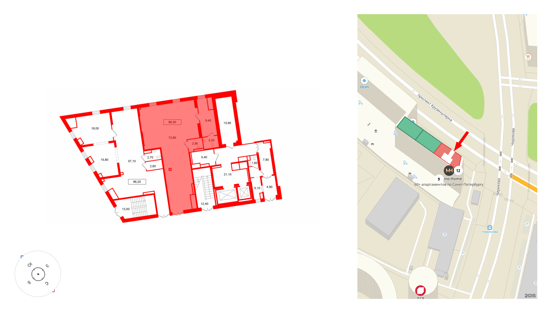 Помещение в ЖК Морская набережная 2, 88.3 м², 1 этаж