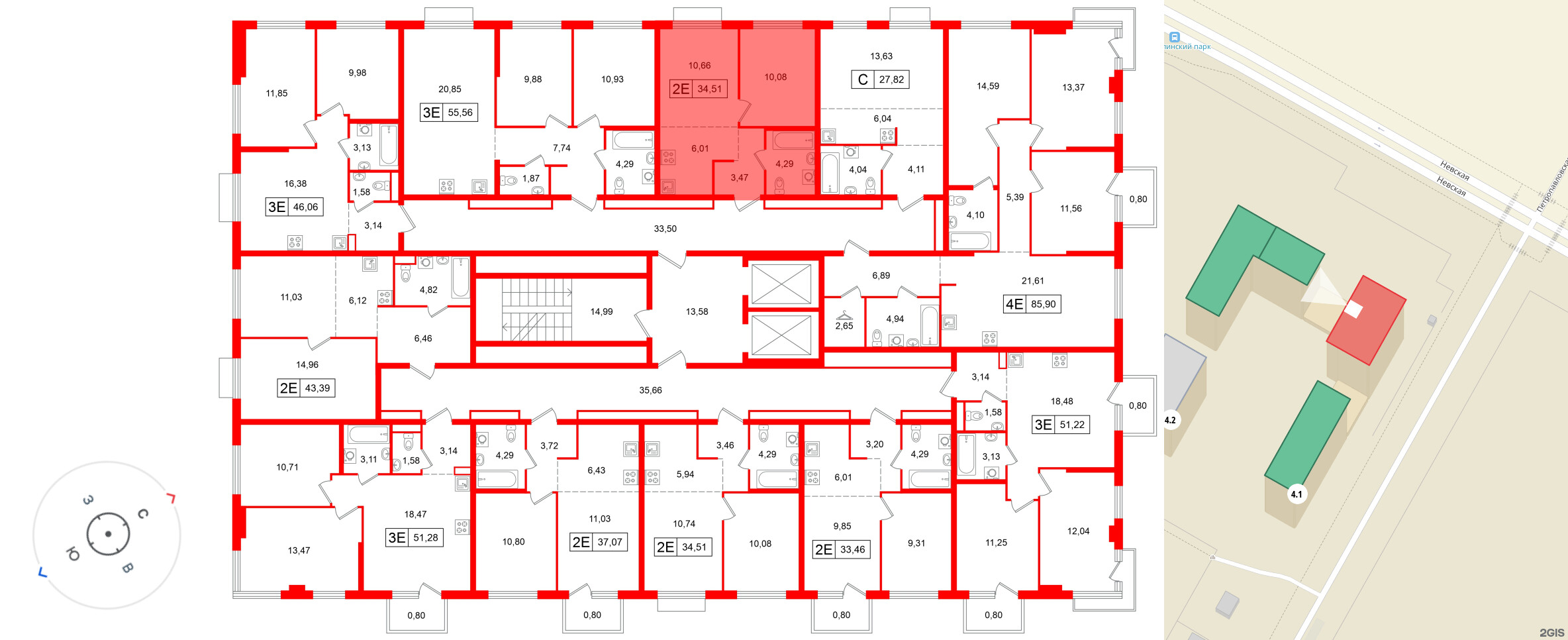 Квартира в ЖК «Таллинский парк», 1 комнатная, 34.51 м², 9 этаж