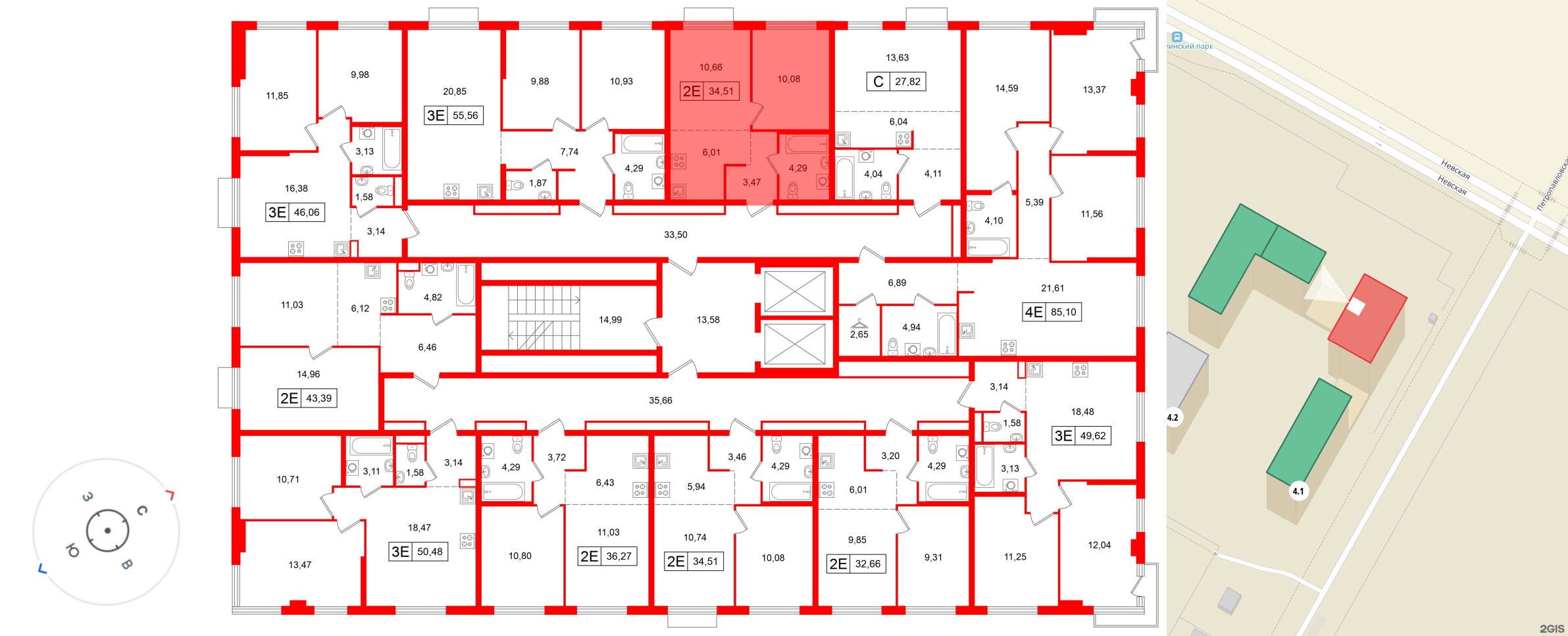 Квартира в ЖК «Таллинский парк», 1 комнатная, 34.51 м², 6 этаж
