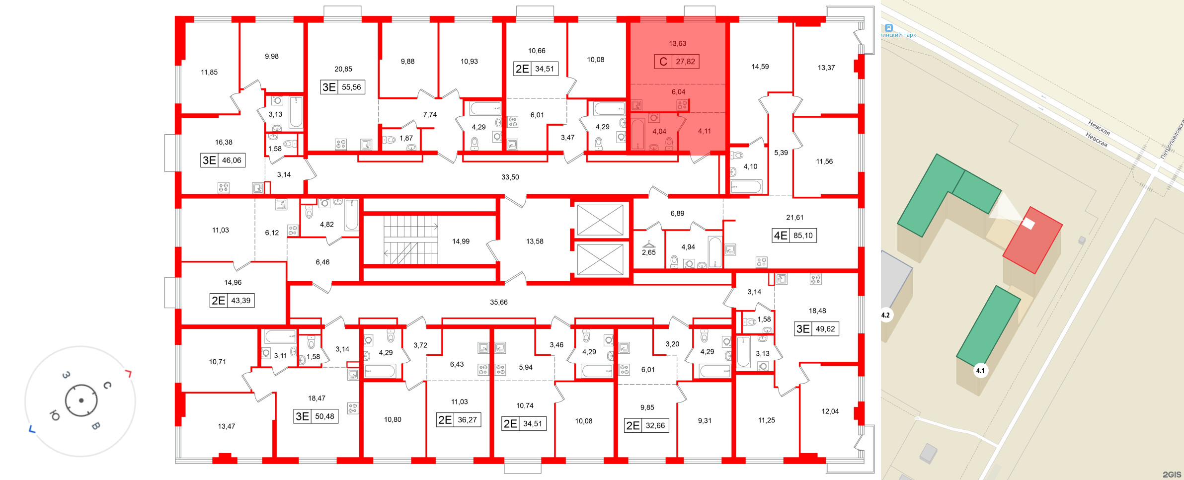 Квартира в ЖК «Таллинский парк», студия, 27.82 м², 6 этаж