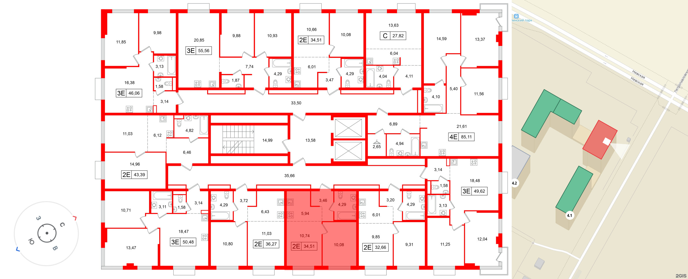 Квартира в ЖК «Таллинский парк», 1 комнатная, 34.51 м², 7 этаж