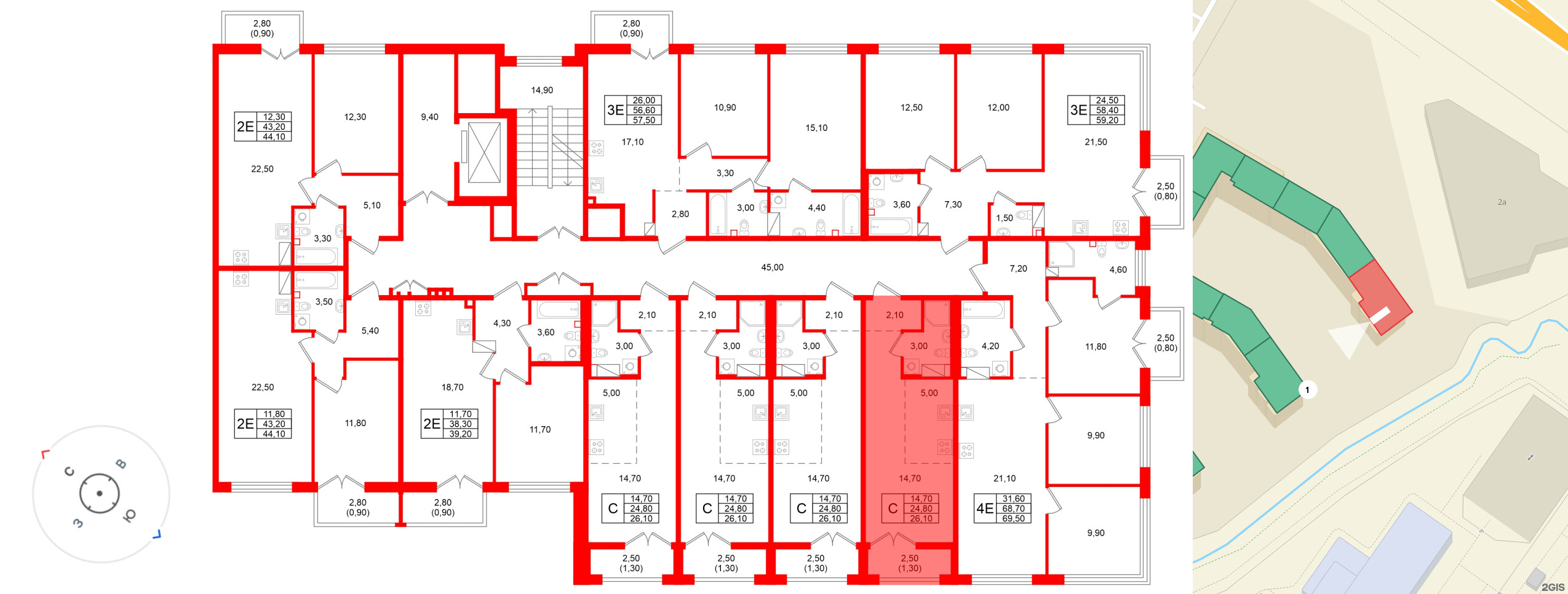 Квартира в ЖК «Кронунг Юг», студия, 26.1 м², 4 этаж