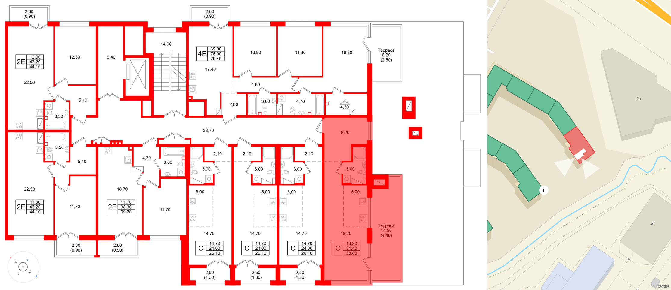 Квартира в ЖК Кронунг Юг, студия, 38.8 м², 5 этаж