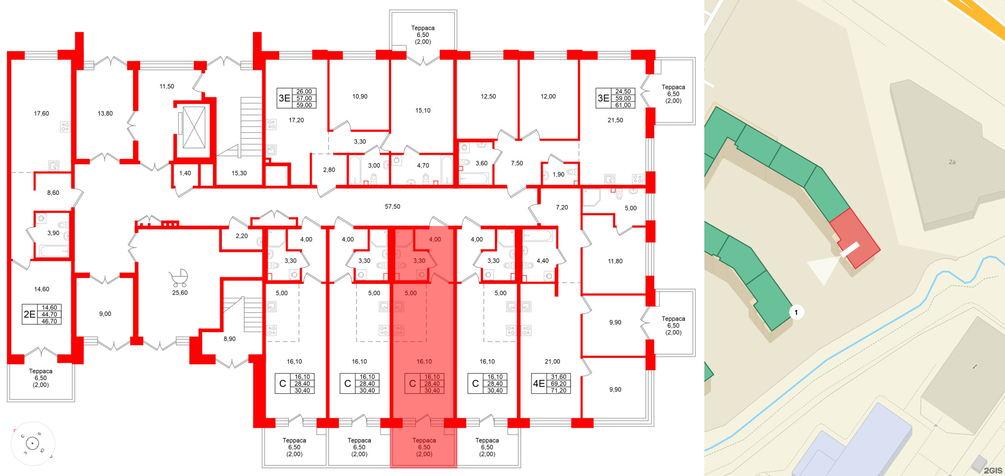 Квартира в ЖК Кронунг Юг, студия, 30.4 м², 1 этаж